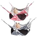 olyee 2 Pack Pet Rat Cage Hammocks, Double-Layer Hanging Bed for Small Animals Guinea Pig Cage Accessories Bedding, Warm Hammock for Parrot ferret Squirrel Hamster Rat Playing Sleeping (Pink+Navy)