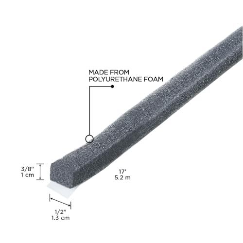 Image of M-D Building Products 02097 3 /8 in. x 1 /2 in. x 17 ft. Gray Economy Foam Window Seal for Large Gaps