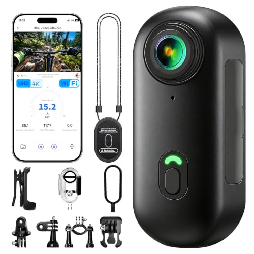 4K Mini Body Camera, Wearable Action Body Cam, Sports Action Camera Thumb Size Hands-Free Recording Body Worn Camera, Portable Camcorder Mount Anywhere for Work, Travel,Fishing (Black, 128, GB)