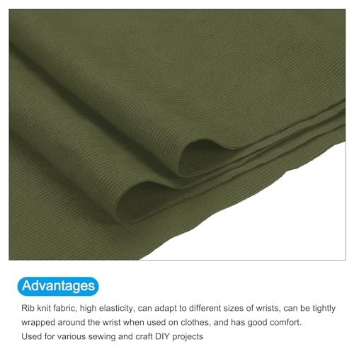 Image of MECCANIXITY 47 inch Elastic Cuffs Ribbed Trims Cotton Fabric Knit Rib Stretch Tape Cuff Sleeve Waistband for Sewing, 20 inch Wide Army Green