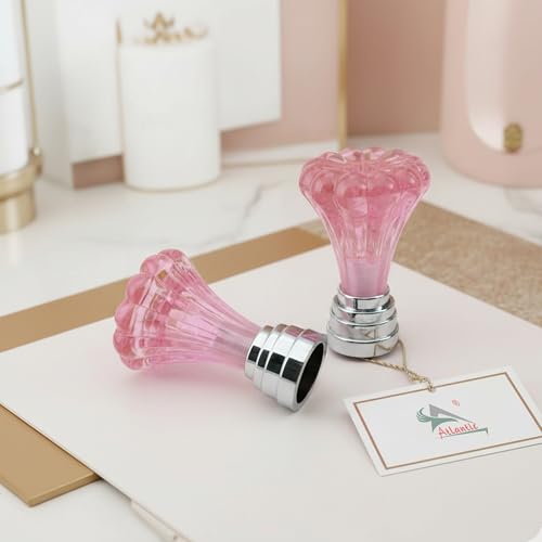 Image of Atlantic Curtain Rod Finials Set of 2 - Flower Style Decorative Textured Resin Finials for Standard Drapery Rods, Rose Pink