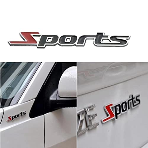 Image of 2X Sport Emblem 3D Metal Badge Car Body Side Sticker Fit for Universal Cars Truck SUV Vehicle(Black Red)