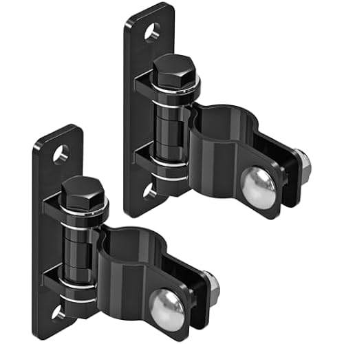 Insaga Gate Hinges Heavy Duty Carbon Steel Chain Link Fence Parts Electroplated Finish, Removable Bolts for Wall Mount, Fits 1-3/8'' Outer Diameter Pipes/Posts for Farm, Fence Gate (2Pack, Black)