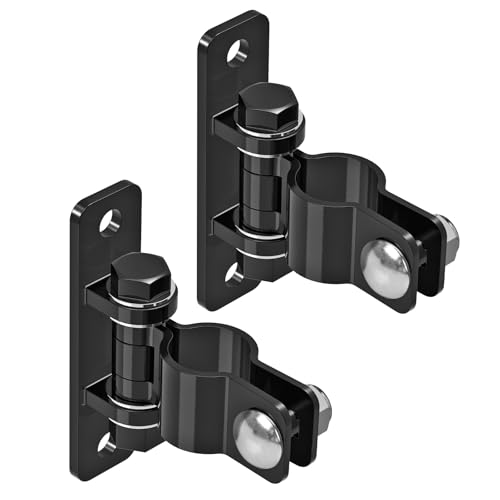 Insaga Gate Hinges Heavy Duty Carbon Steel Chain Link Fence Parts Electroplated Finish, Removable Bolts for Wall Mount, Fits 1-3/8'' Outer Diameter Pipes/Posts for Farm, Fence Gate (2Pack, Black)