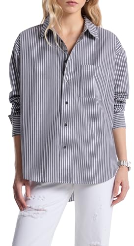 Michael Kors Women's Crisp Cotton Shirt, Black, XXXL