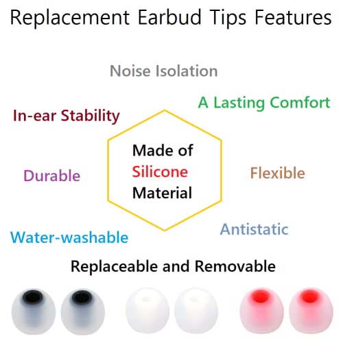 Image of Earbud Silicone Ear Tips Replacement Earbuds Gels for Popular In-Ear Headphones Other Inner Hole 3.8mm - 5.1mm 9 Pairs S /M /L