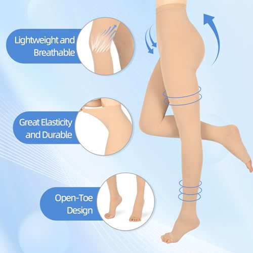 Image of Compression Pantyhose for Women & Men, Medical Graduated Compression Stockings, Compression Tights