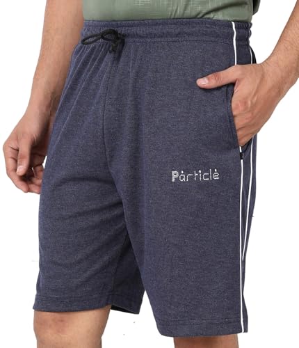 Image of Particle Men's Plus Size Bermuda Lounge Shorts | 230 GSM Ribbed Cotton | Half Pants with Twin Piping | Home, Walk, Travel & Casual Wear | XL to 5XL | Waist 34-52 Inch | 5 Colours