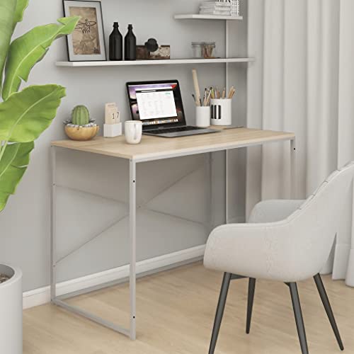 VidaXL Scrivania per Computer Bianco e Rovere
