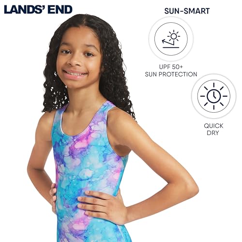 Image of Lands' End Girls' UPF 50+ Stretch Crisscross Back One Piece Swimsuit