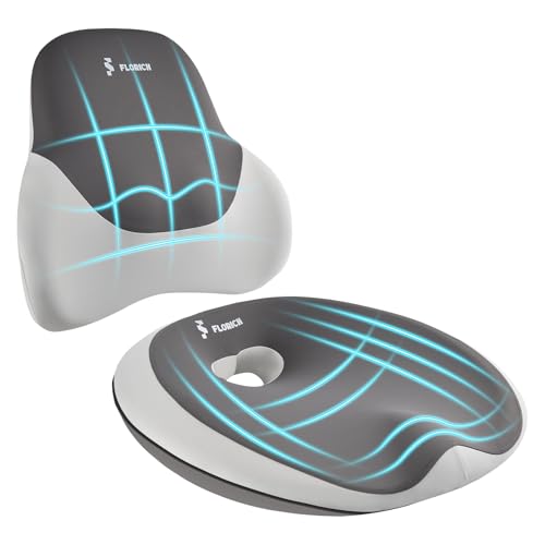 Image of FLORICH Seat Cushion Lumbar Support Pillow for Office Chair, Car Lower Back Support, Ergonomic Desk Chair Pillow for Butt and Back Support of Memory Foam Seat Pad(Grey)