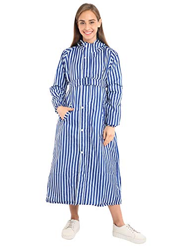 Image of FabSeasons Waterproof Long /Full Raincoat for Women with Adjustable Hood and Reflector at Back for Night Visibility. Pack Contains Top and Storage Bag