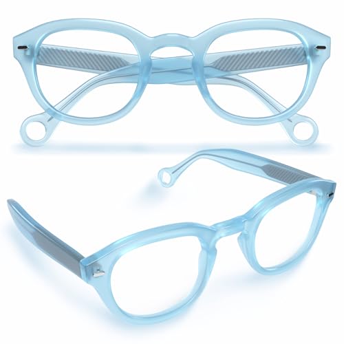 Showerspecs Anti Fog Glasses for Reading – Women's and Men's Reading Glasses 4+ with Anti Fog Coating – Handmade and Lightweight with Hook for Clear Vision in Steam and Showers (Pastel Blue)