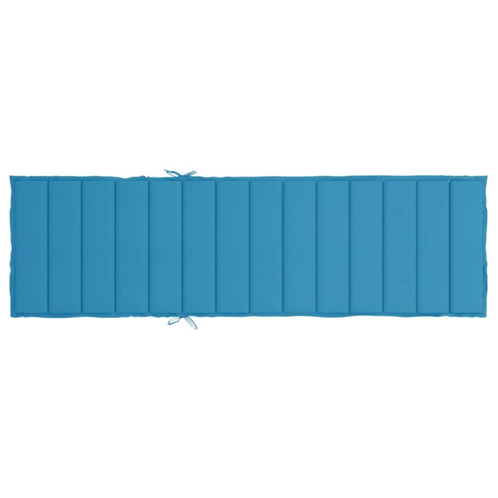 Cuscino impermeabile per lettino prendisole, blu, 200 x 70 x 3 cm, in tessuto Oxford con design antiscivolo, morbida imbottitura in fibra di schiuma e pratici lacci di fissaggio