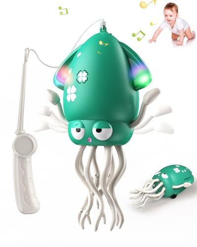 Image of Magic Dancing Octopus Toy - Smart Obstacle-Dodging Robot with LED Light Show & Music, USB Rechargeable Tummy Time Squid Toy for Babies | Electric Crawling Octopus | Interactive Gift for Kids 3+