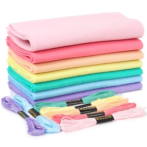 ZAIONE Paquete de Hojas de Fieltro Suave en Pastel, Hojas de Fieltro Arcoíris, 7 Rollos de 21x90cm para Manualidades de Vuelta al Cole
