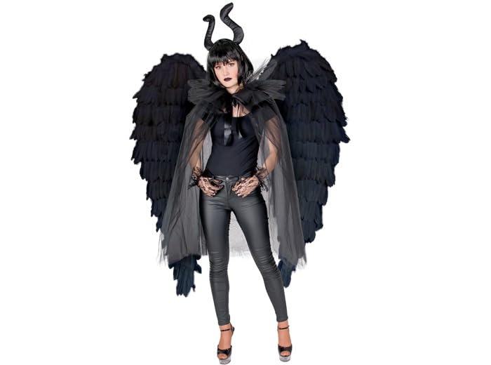 Ailes d'ange géantes plumes noires 120x115cm accessoire déguisement adulte
