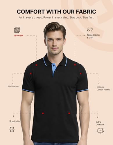 Image of Scott International Cotton Polo T Shirt | Collar Tshirts | Half Sleeves Plain T Shirt | T-Shirt |Tshirt for Men Stylish | Men's Tshirt