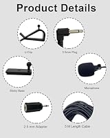 SPTSSWET Autoradio Mikrofon 3,5 mm,5M Kabel Kompatibel mit Sony Kenwood Boss Alpine JVC Pioneer GPS DVD Radio mit Clip-Halterung Freisprechanlagen,3,5mm Buchse Auf 2,5mm Stecker Adapter,Plug-and-Play – Ansicht 4