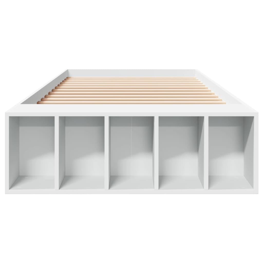vidaXL Bettgestell, Bett mit Stauraum für Schlafzimmer, Bettrahmen mit Lattenrost, Schlafzimmerbett Einzelbett, Weiß 90x200cm Holzwerkstoff