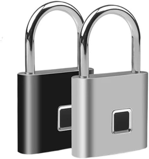 Keyless USB Charging Door Lock Fingerprint Smart Padlock Quickly Unlock Zinc Alloy Metal Self-Imaging Chip 10 Fingerprints(Black)