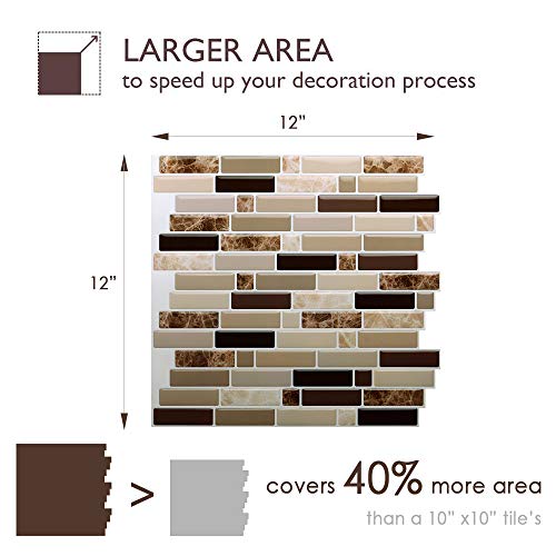 Vamos Tile 12" X 12" Peel And Stick Self Adhesive Kitchen Backsplash, Stick On Tile Backsplash For Kitchen & Bathroom(10 Sheets) #TOP1