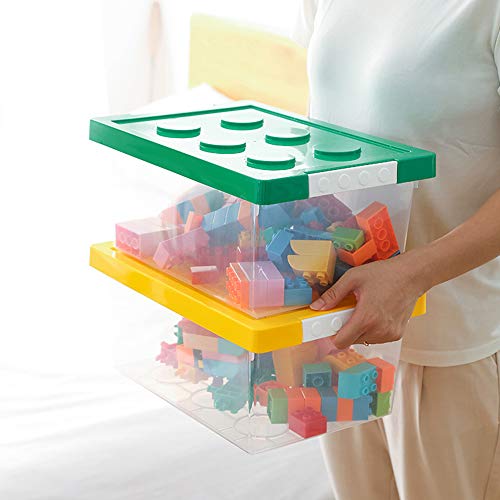 Lucky-Go Toy Storage Organizer Bins With Lid - Stackable Plastic Organizer Box Set Of 2, Kids Toy Chests With Compatible Building Baseplate And Lid, Storage Container For Building Bricks & Toys #TOP2