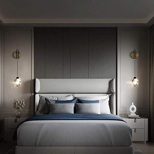 Jjrppff All-Copper 7W Led Wall Lamp, Bedside Sconce In Post-Modern Light Luxury Bedroom, Living Room Tv Background Wall Lighting, Hotel Restaurant Corridor Fixture, Crystal Lampshade #TOP2