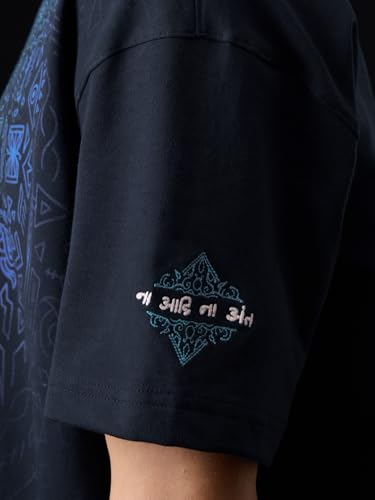 Image of The Souled Store Originals : Kalyuga Oversized T-Shirt for Men Boys Cotton Casual Half Sleeves Baggy Loose Fit Drop Shoulder Round Neck Grey