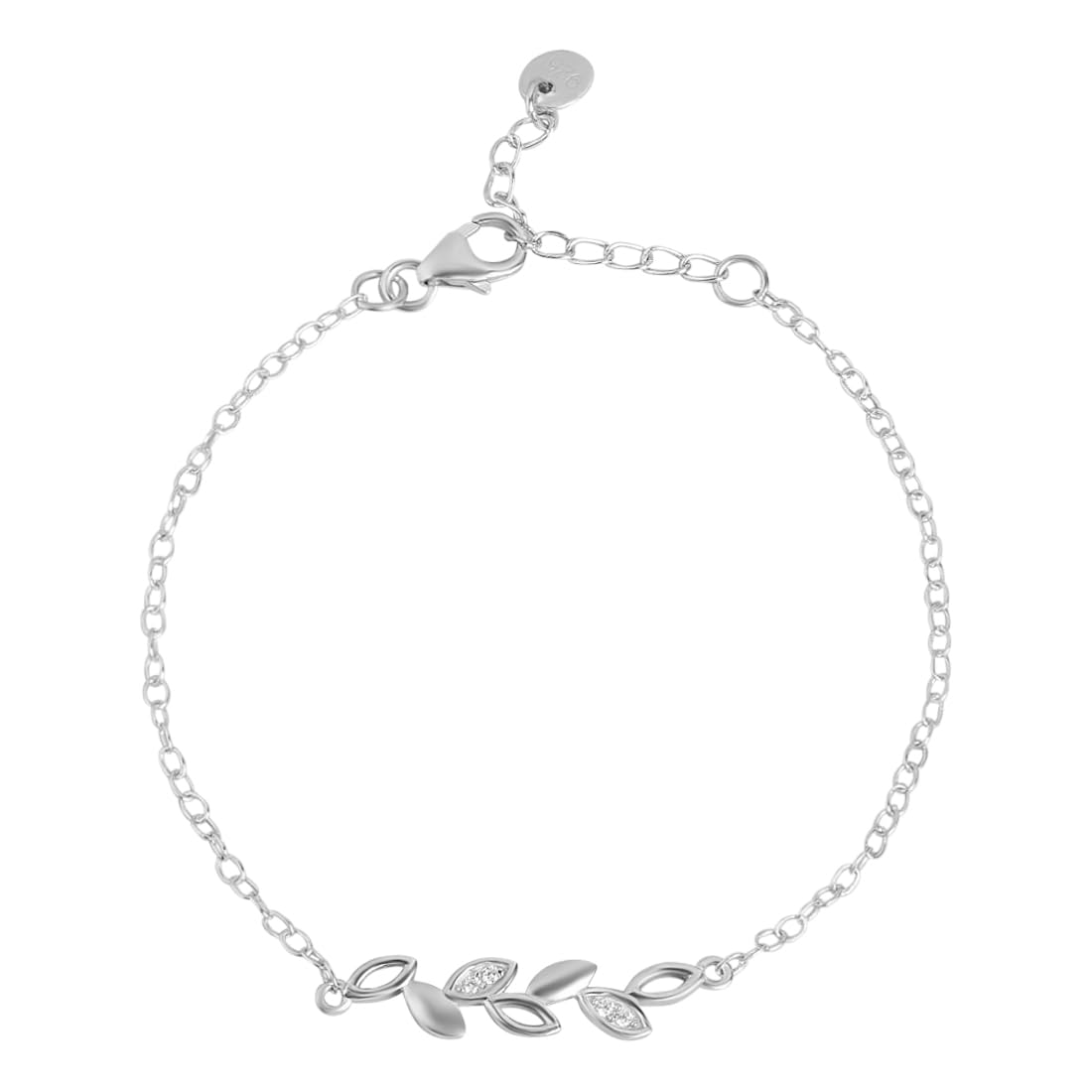 ZAVYA 925 Sterling Silver Cubic Zirconia Leaf Rhodium Plating Chain Bracelet | | Gift for Women and Girls | With Certificate of Authenticity and 925 Hallmark (B0C7KNVPGY) Amazon Price History, Amazon Price Tracker