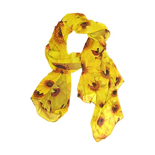 Long Scarf for Women Yellow Sunflower Lightweight Sheer Scarve Wrap