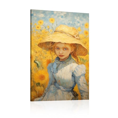 Cuadro de girasol en lienzo JGGXHM de 85x120 cm con marco interno para decoracion de salon