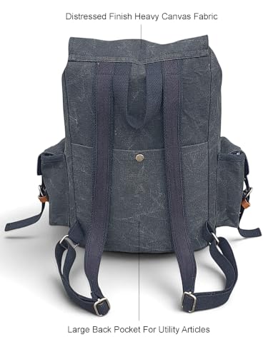 Image of The House of Tara Canvas Backpack for Men and Women | Casual Cotton Bag With 100% Cotton Inner Lining, 4 External & 3 Internal Pockets | Backpacks Suitable for College, Travel & Hiking (Phantom Black)