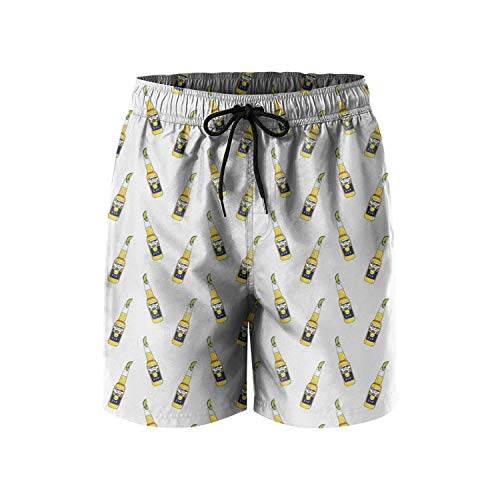 Mens Waterproof Swim Trunks Quick Dry Corona-Extra-Beer-Lemon-Slices-White- Bathing Suits Beach Wear with Pockets