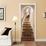 KACOLOR 3D Stairs Art Door Sticker for Bedroom Livingroom Bathroom, 2PCS Wall Decal Self-Adhesive Waterproof Removable Door Murals Wallpaper Home Decoration (Stairs)
