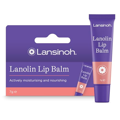 Lansinoh Lanolin Lip Balm for dry cracked Lips - 100% Natural - Actively moisturises & Locks in Hydration - Hypoallergenic -7ml - Dry Lips Treatment