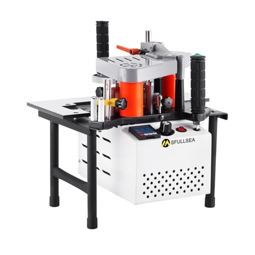 MSfullsea Woodworking Edge Bander Banding Machine Portable Edge Bander Curve Straight Edge Banding Machine Adjustable Speed 5-10m/min 110V