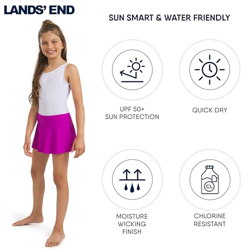 Image of Lands' End Girls' Swim UPF 50+ Stretch Waist Attached Bikini Bottom Swim Skirt