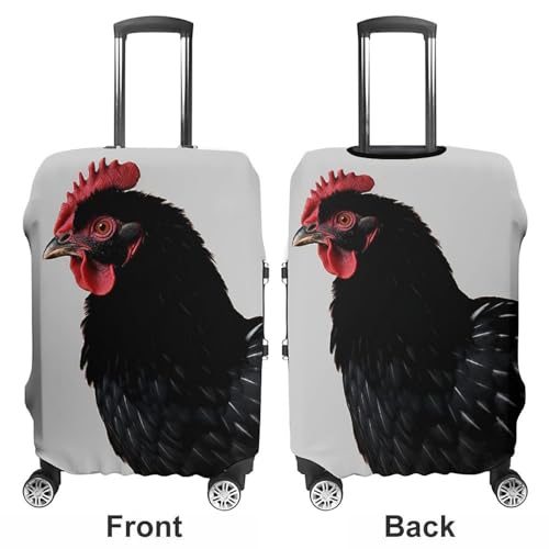 Black Chicken Luggage Cover Tsa Approved Suitcase Covers for Luggage Elastic Washable Suit Case Covers Anti-Scratch Travel Luggages Sleeve Suitcase Protector Fits 19-30 Inch Case(L)3