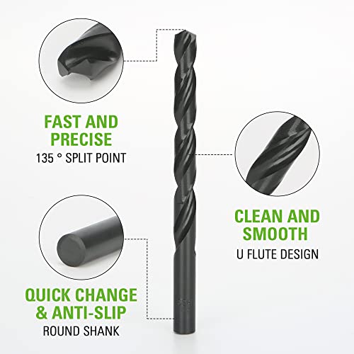 Image of Greenworks 90 Piece Black Oxide Drilling and Driving Bit Set with Modular Case for Wood, Metal, Plastic, and Masonry,3X Longer Life,135 Split Point,Precision-Milled