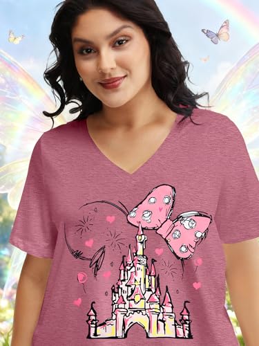 Image of NANYUAYA Plus Size Magic Shirts for Women Castle Kingdom Graphic Magical T Shirt Cute Holiday Princess Tee Vacation Tops