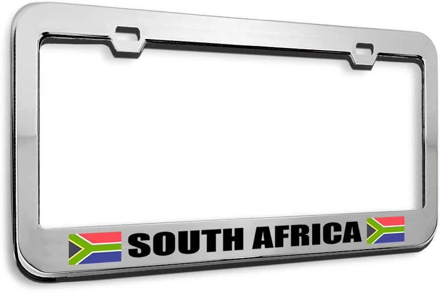 Metal License Plate Frame South Africa Flag Black Country Metal Tag Holder Car Accessories Stainless Steel 2 Holes 1 Frame