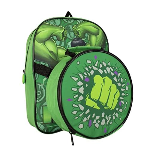 Marvel Niños Mochila y bolsa de almuerzo Hulk Verde
