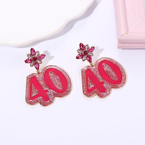 Birthday Earrings Glitter Happy Birthday Earrings for Women Alloy Pink Sparkly Rhinestone Crystal Birthday Gifts Fun Christmas Party Jewelry 7