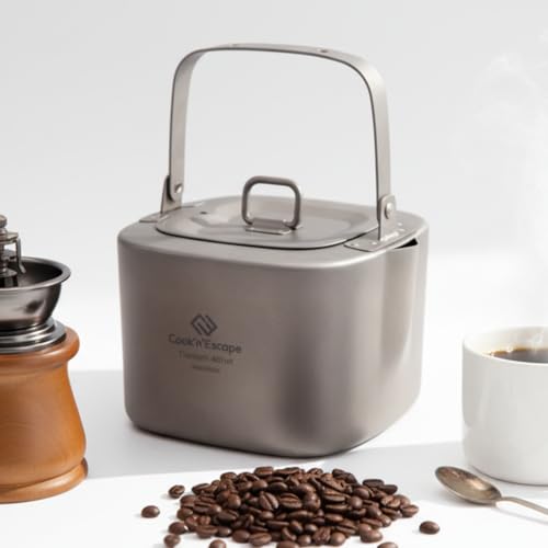 COOK'N'ESCAPE �`�^�� �P�g�� �p�^ 400ml �y��180g ���h�� �܂��݃n���h�� ����/IH�Ή� �N�b�J�[���[�� �`�^�����₩�� �~�j�P�g�� ��� �������� �L�����v �A�E�g�h�A �o�R �h�� kettle titanium mini