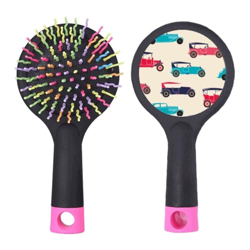 Brosse à cheveux démêlante anti-nœud avec motif voitures de collection pour garçon et fille