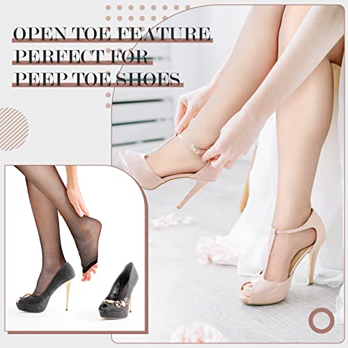Sintege 4 Pairs Open Toe Stockings for Women Holdups Sheer Toeless Lace Top Thigh High Stockings for Women Open Toe Shoes2