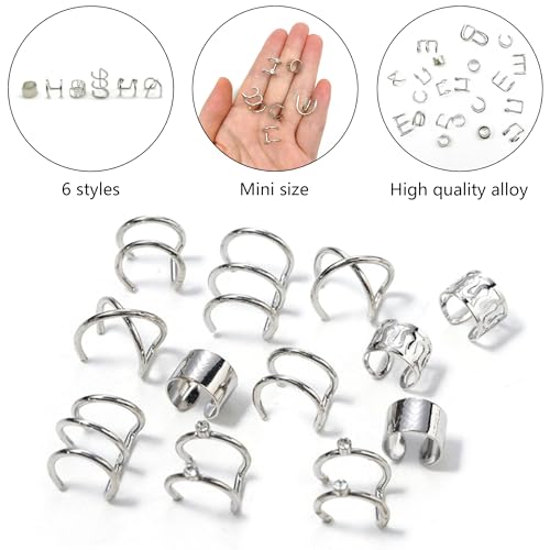Niuhong Dreadlocks 24 Pcs Viking Braids Braiding Hair Clips for Women and Girls (Silver), 1 count (Pack of 24) - Image 2