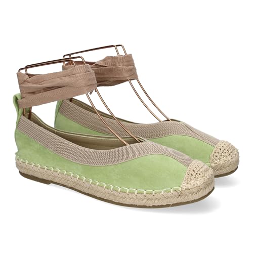 shoes&blues.es 89843 Bailarina de Mujer con Yute, Diseno Moderno con Puntera Bordada y Cintas Opcionales para un Ajuste Comodo, Ideales para Primavera-Verano. Verde Talla 38