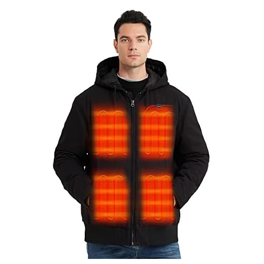 Venustas Heated Jacket for Men, Men's Heated Jackets with Battery Pack, Heated Hoodies for Men with 5 Heating Zones, Rechargeable Heated Zip Up Hoodie for Hiking, Hunting, Camping
